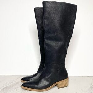 New! Vince Camuto Beaanna Black Leather Tall Boot 5M